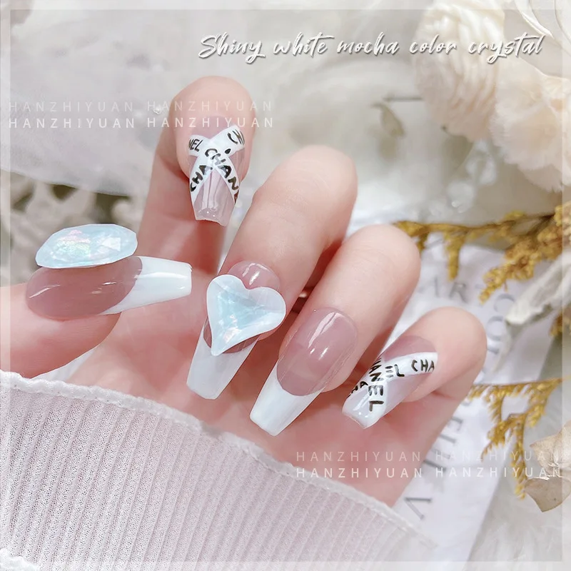 5 stuks nagelsteentjes bedels kristal diamant manicure mokka wit kristalglas puntige bodem diamanten sieraden