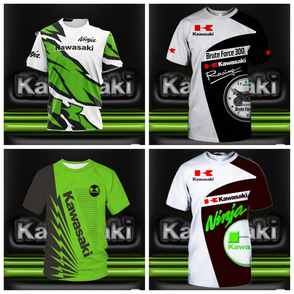 

25/26 летняя мужская мотоциклетная быстросохнущая футболка Kawasaki с локомотивом, повседневный дышащий гоночный костюм с круглым вырезом для детей/взрослых, тренировочный топ