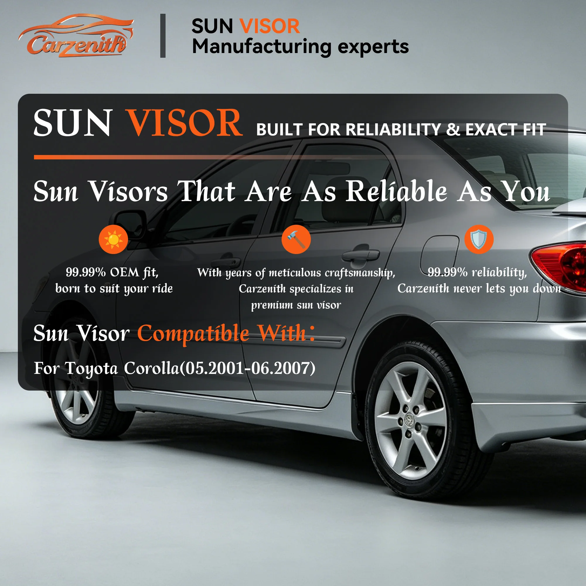 Sun Visor For Toyota Corolla E120 Sedan Spacio Altis XP40 Belta Ist RunX Fielder 2001 2002 2003 2004 2005 2006 2007 Sunvisor