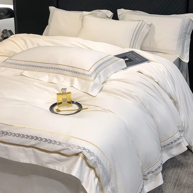 Embroidered Hotel-Style Egyptian Cotton Duvet Set 3