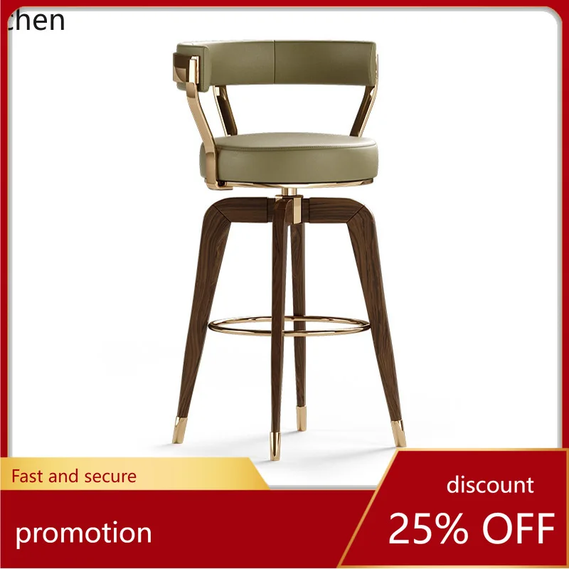 

HT легкий роскошный барный стул из цельного дерева со спинкой, высокий барный стул, барный стул для стойки регистрации