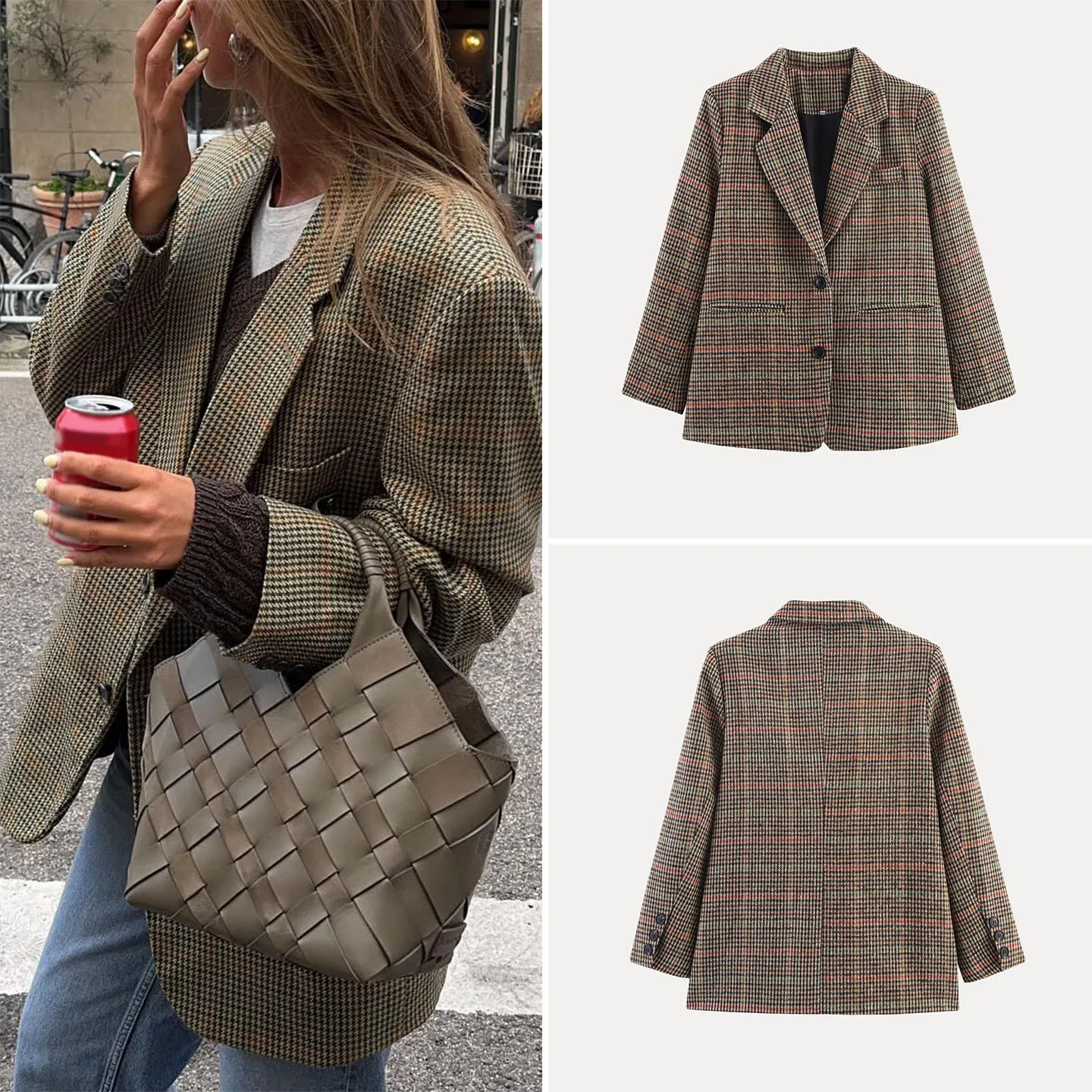 

Faionable Casual Woolen Suit Jaet Women's Sle Simple Patterned Outerwear Stand Fit Youth Friendly Autumn 2025