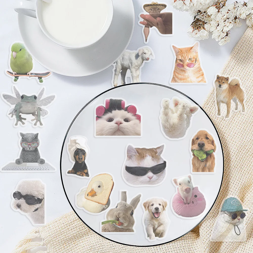 10/50 PIÈCES Mignon Animal De Mascotte Lapin Chien Graffiti Autocollants Kawaii Animaux Dessin Animé Autocollant Réfrigérateur Guitare Téléphone PET Autocollant Étanche Jouets Pour Enfants