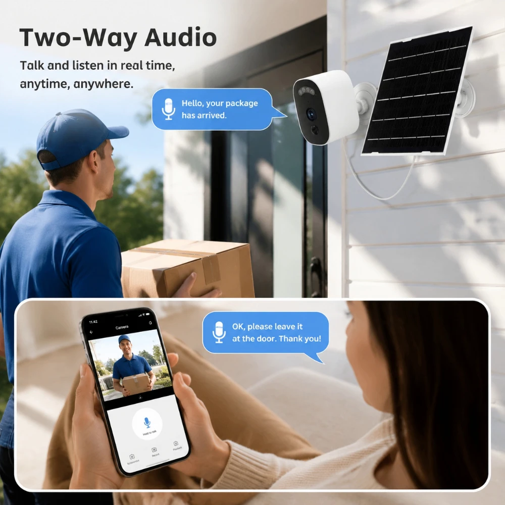 Jooan 5MP Solar Surveillance Camera Outdoor Wireless IP Camera Human Detection Two-way Audio Night Vision IP66 Home Protection - view 3