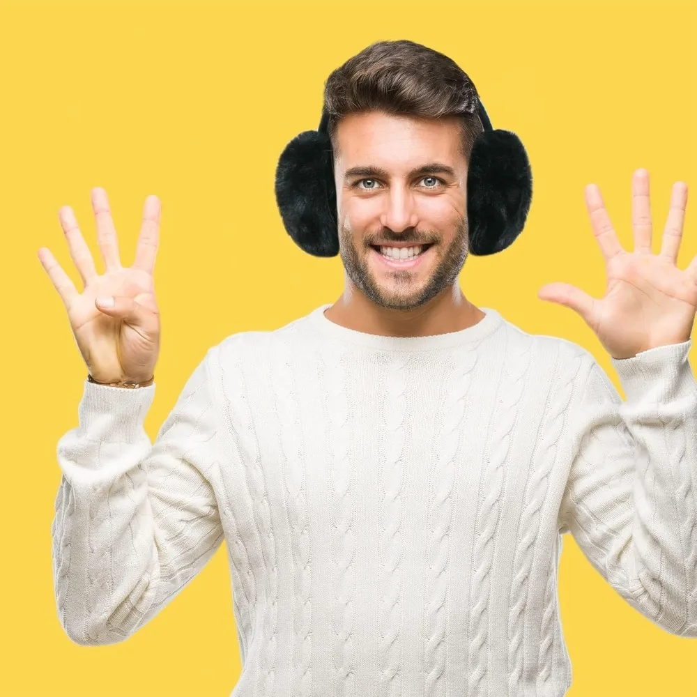 غطاء أذن شتوي دافئ من الفرو الصناعي للجنسين للاستخدام الخارجي قابل للطي لتدفئة الأذن #3