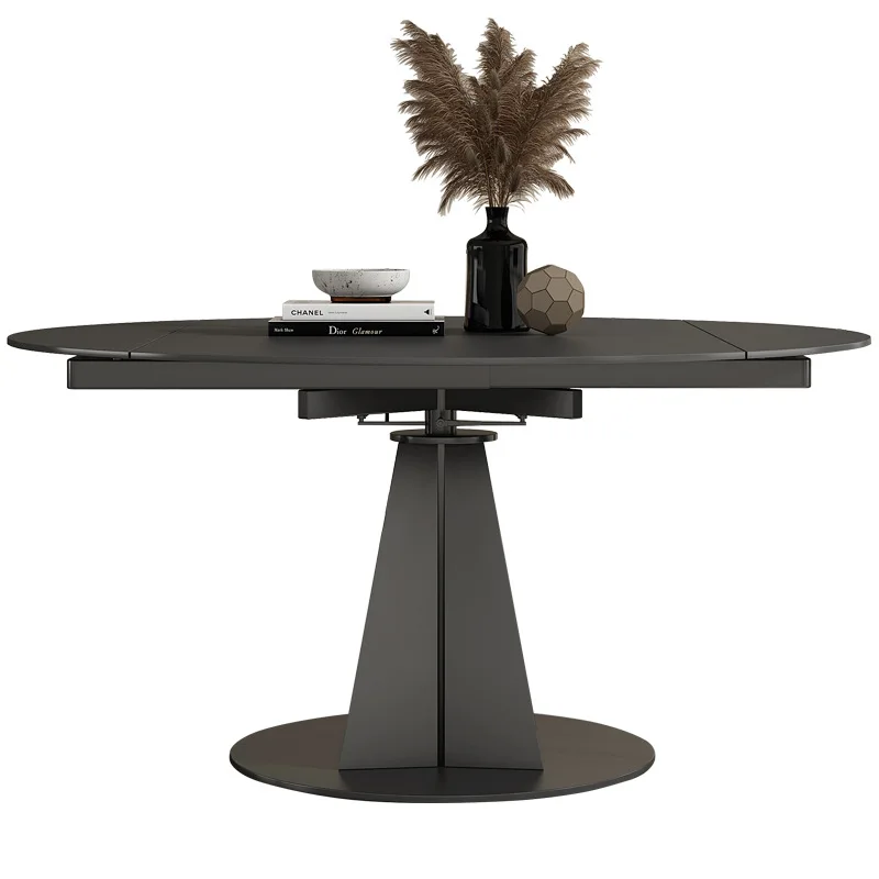 Rock slab square and round dual-purpose dining table rotatable and retractable round table household small apartment modern