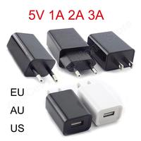 5V 1A 2A 3A Travel USB Adapter Phone Charger Power Supply Adapter Wall Desktop Charging Power Bank EU/US/AU Plug black white