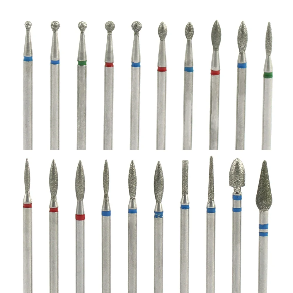 20 soorten diamant nagel boor roterende bits frees voor manicure braam nagelriem schone elektrische cutter boren accessoires