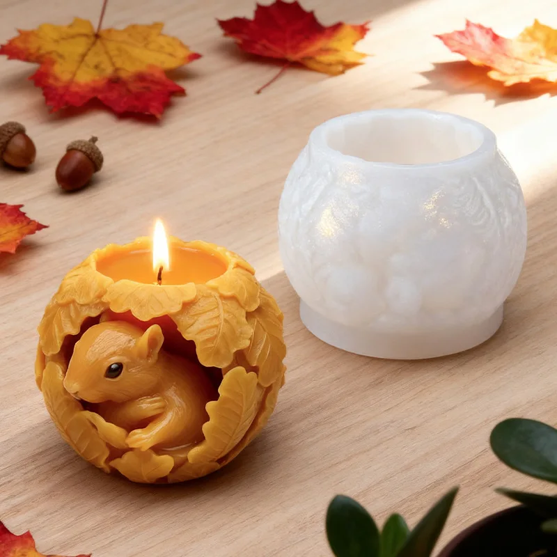 3D Animal Candle Silicone Mold Dragon Fox Pomeranian Pegasus Flamingo Leopard Peacock Hamster Aroma Soap Craft Plaster Mold view 5
