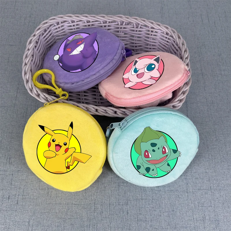 Monedero de Peluche de Pokémon, Pikachu, Charmander, Mini Cartera Redonda, Monedero con Cremallera de Squirtle, Charizard, Bolsas de Dinero para Hombre y Mujer, Regalo