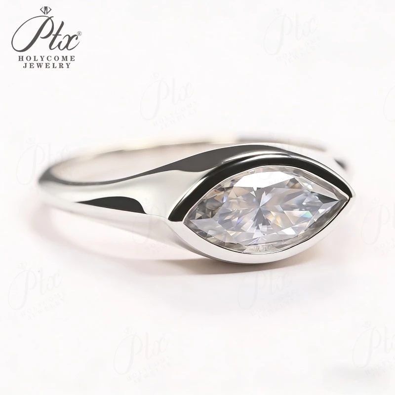

2ct Marquise Cut Moissanite Ring VVS1 S925 10K White Yellow Gold Slim Bridal Ring Unique Wedding Anniversary Gift for Women