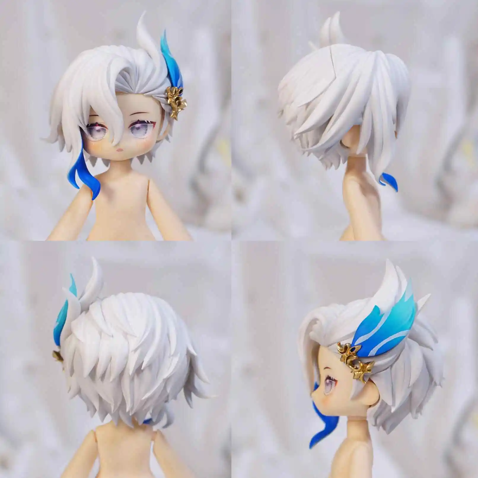 

Genshin Impact Neuvillette OB11 Gsc BJD Hair Shell Wig Detachable Handmade Doll Accessories Game Props Anime Figure Toy Kids Gi