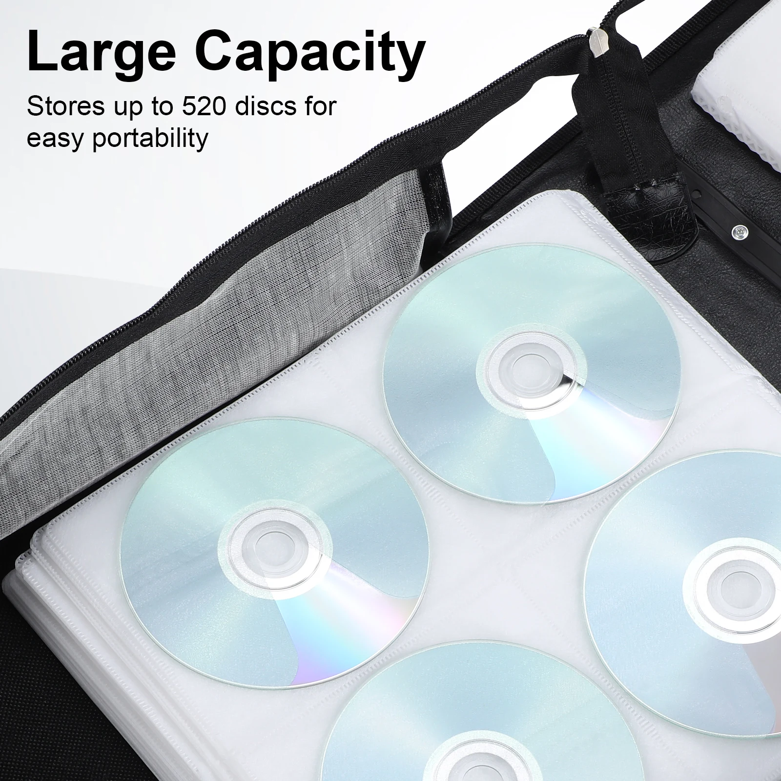 240/320/360400/520 Discs Portable Cd Dvd Wallet Holder Bag Case Album Organizer Media Storage Box Zipper Cd Sleeve Bag For Home