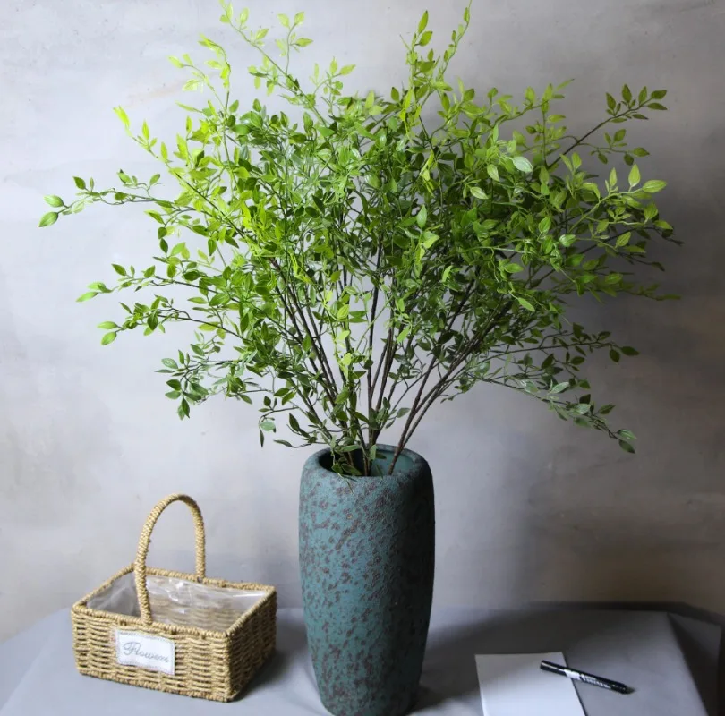 1m Artificial Eucalytus Green Branches Faux Ficus Twig Home Office Shop Decoration Bamboo Plant Branch Greenery Stems Faux Leaf