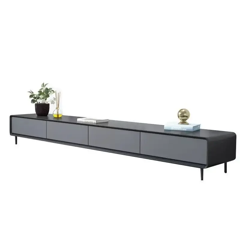 

TV cabinet floor-to-ceiling set light luxury minimalist living room solid wood TV cabinet