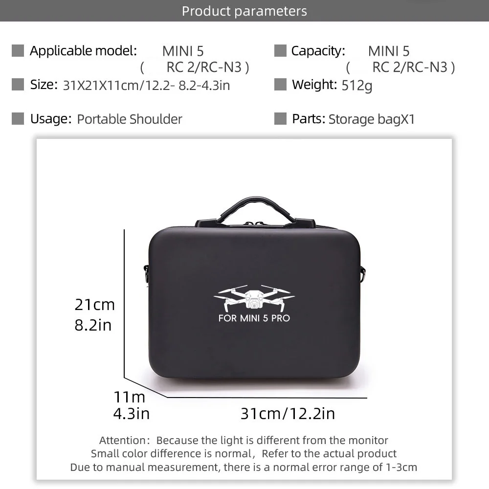 

Hard Carrying Case for DJI Mini 5 Pro Drone,Travel Case Portable Storage Shoulder Bag RC2 RC N3 Remote Controller and Accessory