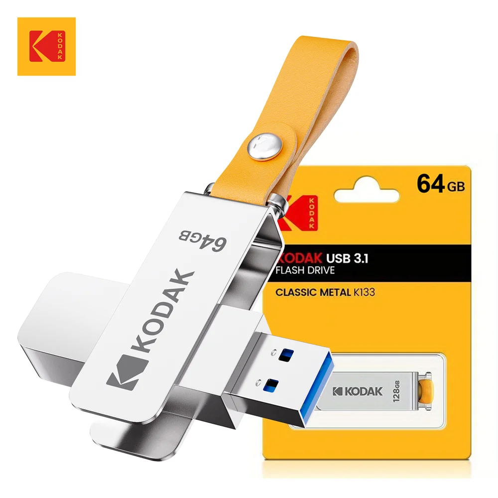 

Original KODAK USB 3.1 Flash Drive 64GB 128GB 256GB High Speed Memory USB Stick Pen Drive Metal Leather Band Pendrive for PC
