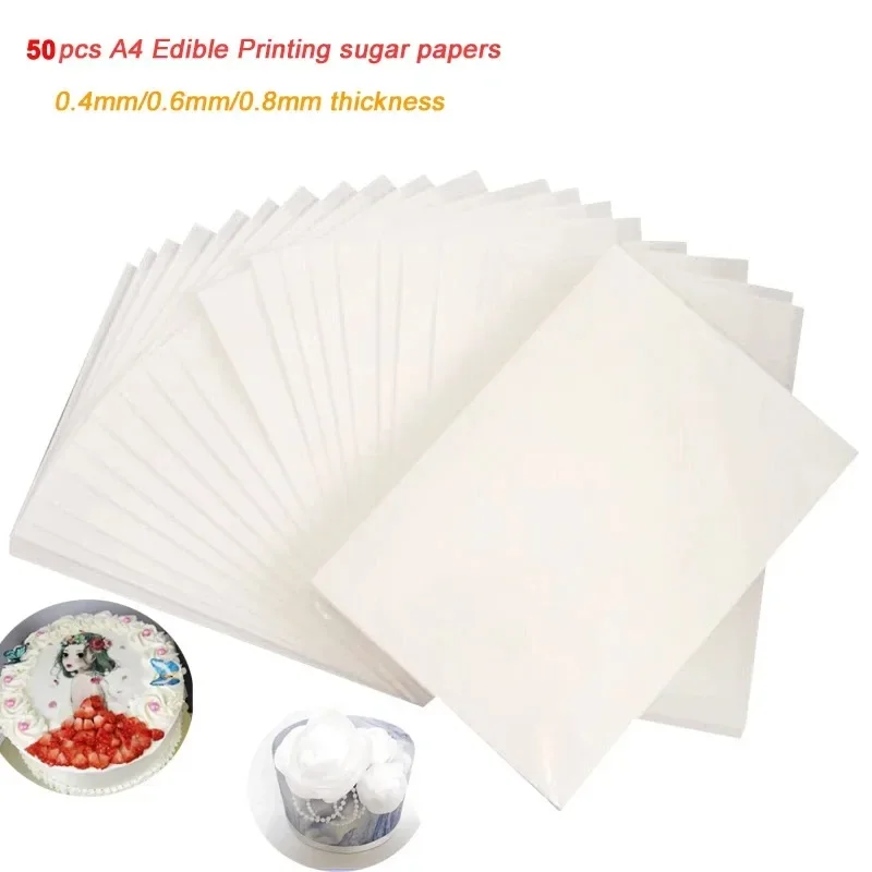 50pcs A4 Wafer Paper Blank Papers for Cake Decorating Printing Kosher Paper Sugarcraft Baking Supply