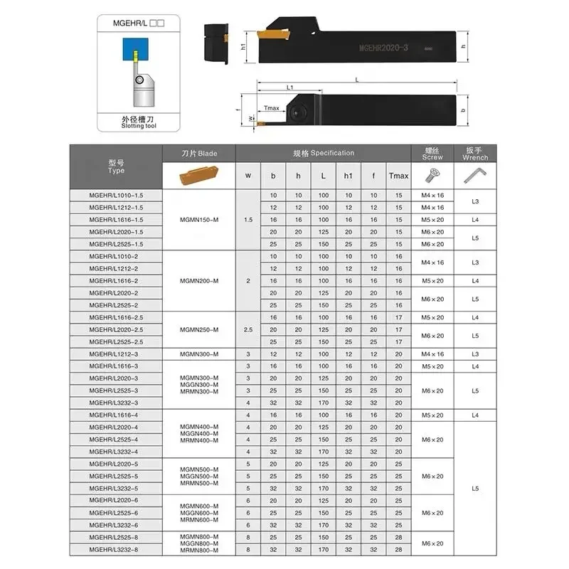 TUOZ MGEHR1010 MGEHR1212 MGEHR1616 MGEHR 1010/1212-1.5/2/2.5/3/4 10mm 12mm CNC Grooving Tool External Lathe Turning Holder