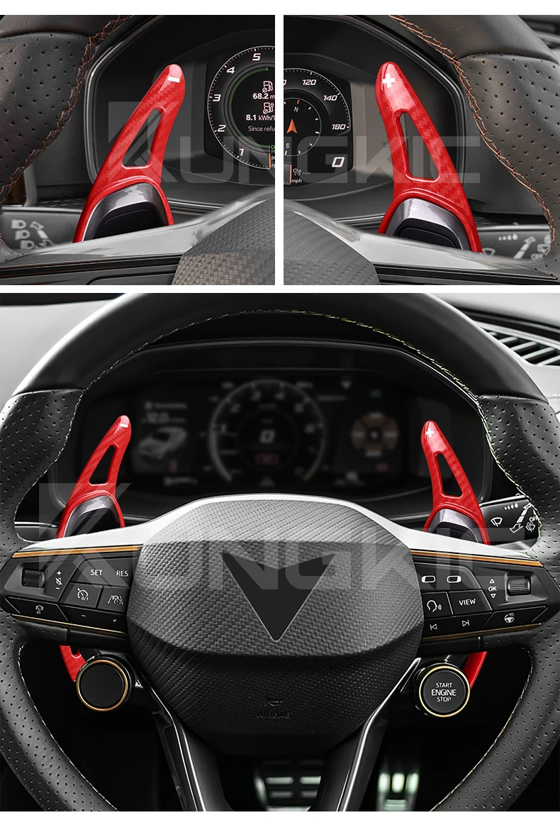 Für Cupra Formentor LEON Ateca 2021 2022 2023 2024 2025 Auto-Lenkrad Schaltwippen DSG ABS Carbon-Faser-Stil Verlängerung – Detail 6