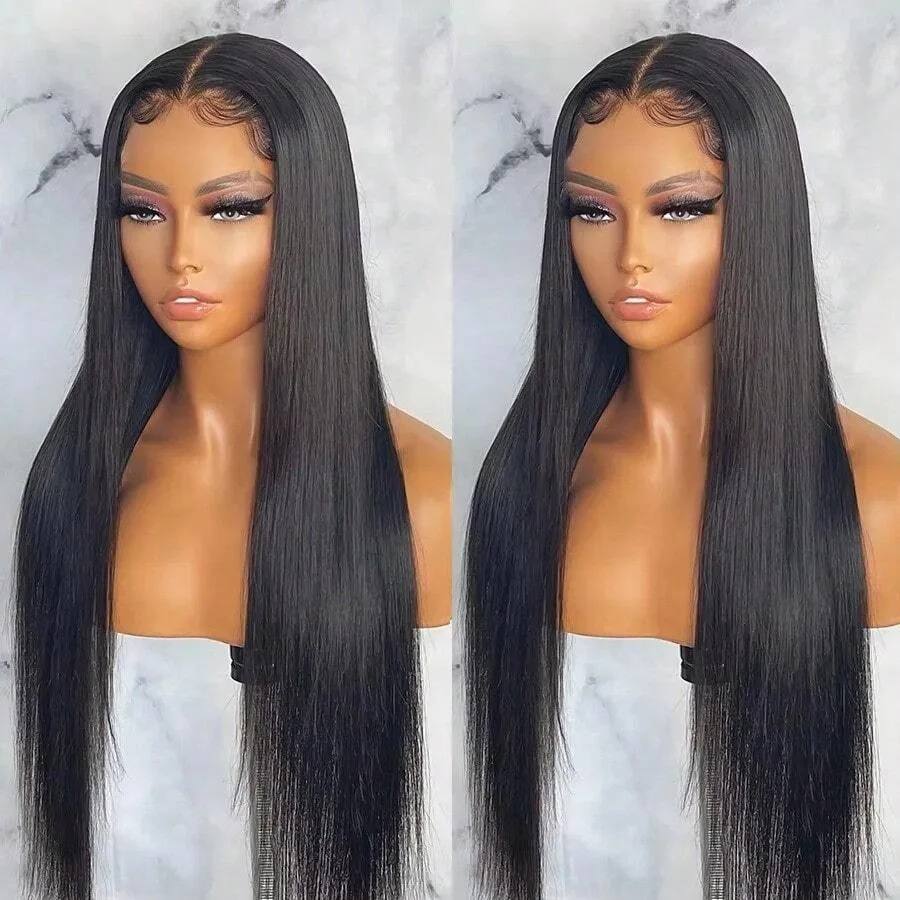 13x4 13x6 Hd Bone Straight Transparent Lace Front Wig Human Hair 40 Inch Pre Plucked Lace Frontal Wigs 250 Density