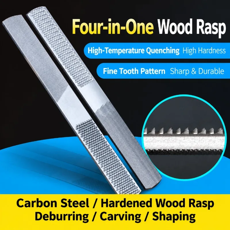 Half-round Rasp Abrasive Implement, Flat Shaping Blade, Carpenter Hand Gear, Fine-Tooth Polishing Fixture, Sturdy Steel Abrader