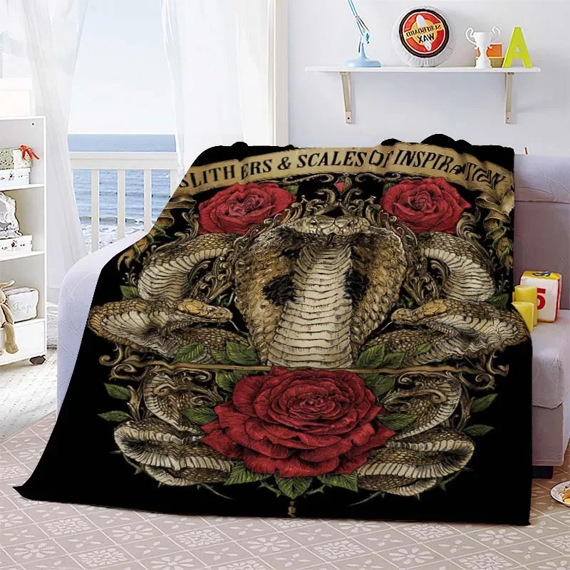 

Blanket Animal Printed Flannel Blanket Soft Cozy Blanket Bedroom Living Room Couch Sofa Halloween Gifts Reino Cobra Snake Throw