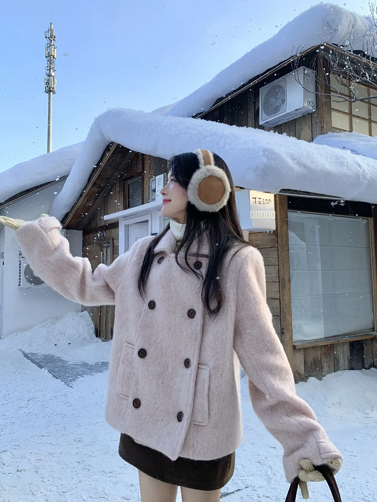 

Autumn Winter Women's Woolen Coat Double Row Buttons New Sle Beautiful Pink ort Thi Woolen Jaet Straight Cut Online E...