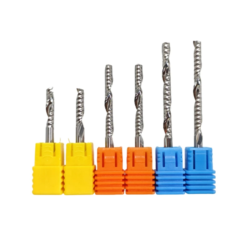 4mm Shank Carbide End Mill Single Flute Milling Cutter 17/22/25/28/32/42mm One Flute Spiral PVC Cutter CNC Router Bit