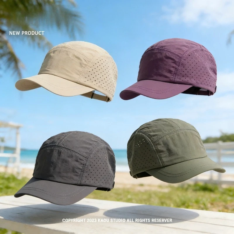 Quick-drying Baseball Cap Men's Outdoor Hiking Waterproof Embroidered Duckbill Cap Women's Hiking Short-brimmed Hat - Adjustable