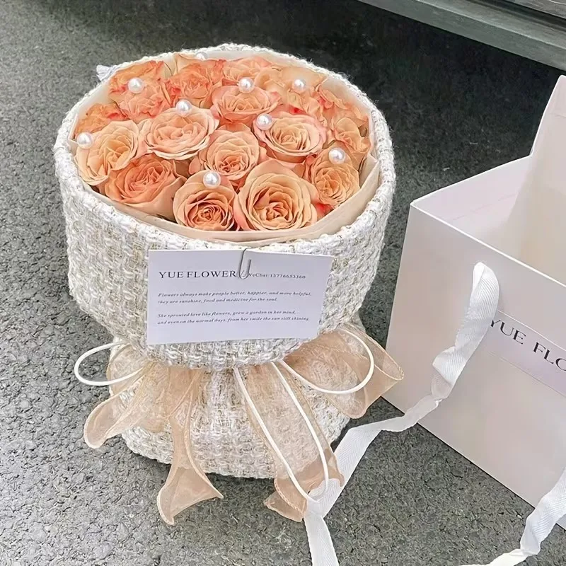 

8Pcs Kraft Paper round Bouquet Flowers Package Stereotype Rose Lining Wrapping Paper for Flower Shop Auxiliary Tool