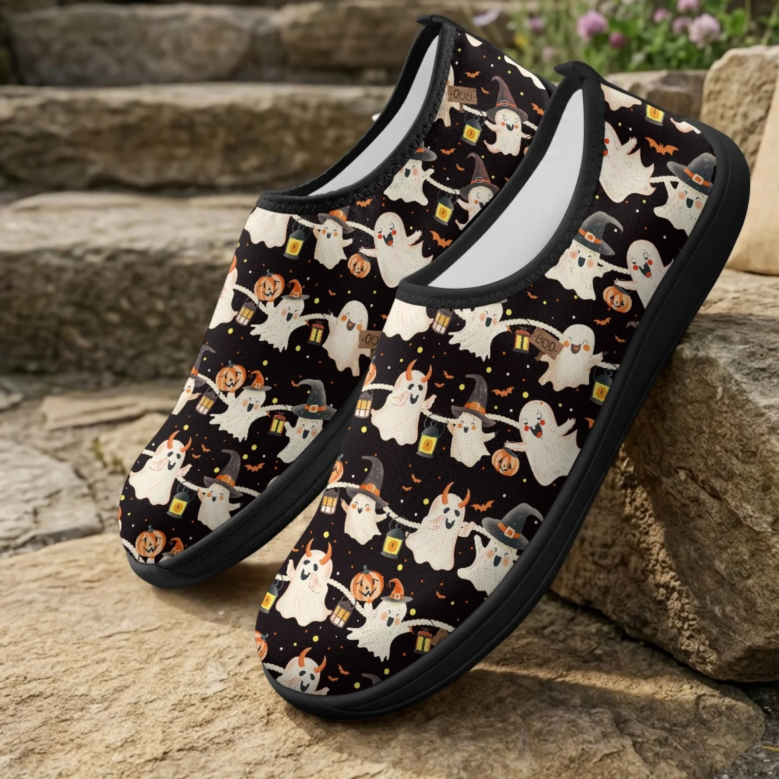 PENSTROLL Ghosts Breathable Barefoot Flats Sneakers for Everyday Non Slip Casual Shoes Fall Fashion