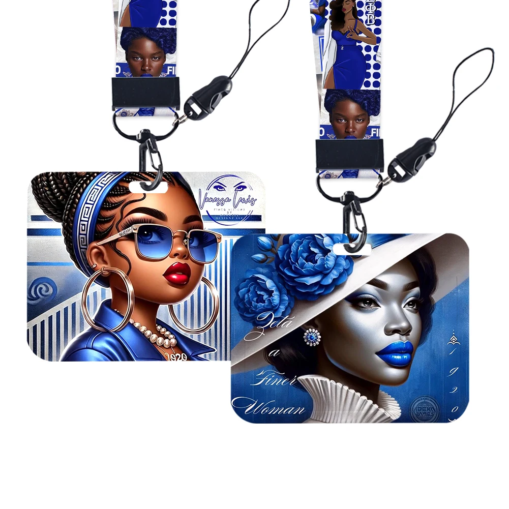 

Fashion Women Zeta Phi Beta Sorority Lanyards Id Badge Holder Strap Work Card Bus Access Card Holder Keychains Accessories
