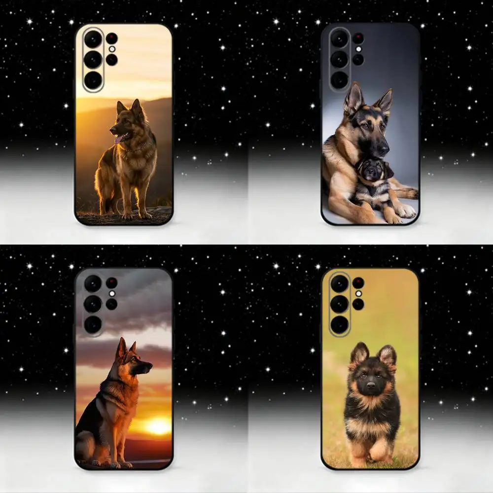 

Animal German Shepherd Dogs Phone Case For Samsung S25,S24 Ultra,S20,S30 plus,S22 plus,S23,S30 Ultra 5G Silicone Black Shell