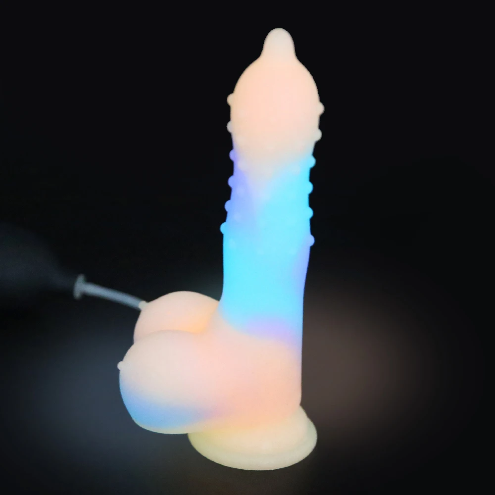 Luminous Liquid Silicone Ejaculating Dildos Realistic Penis Spraying Dick With Suction Cup Anal Plug Adult Sex Products For Wome