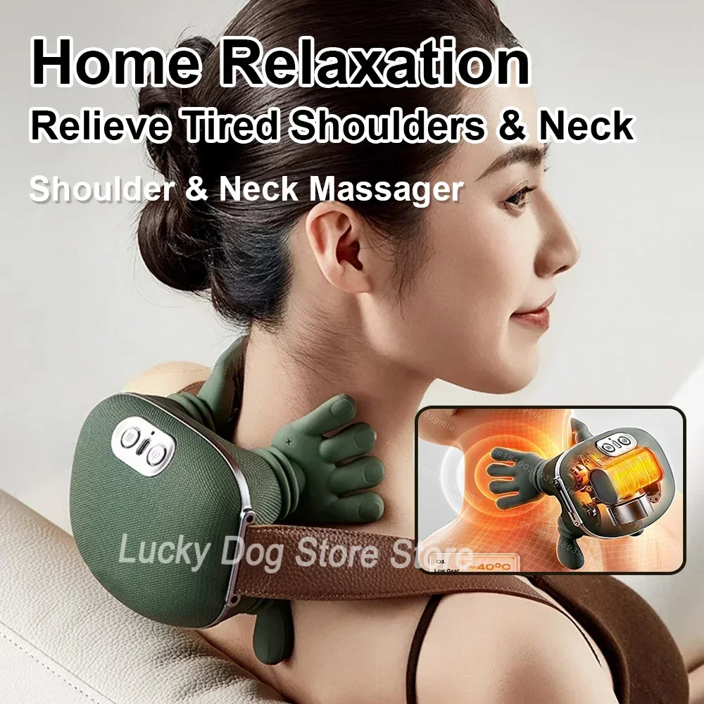 Nacken- und Schultermassagegerät, tiefes Gewebe, Shiatsu-Rücken-Halsmassagegerät, bionische, beheizte Müdigkeit, Linderung, Entspannung der Muskeln ﻿ 3-stufiges ﻿