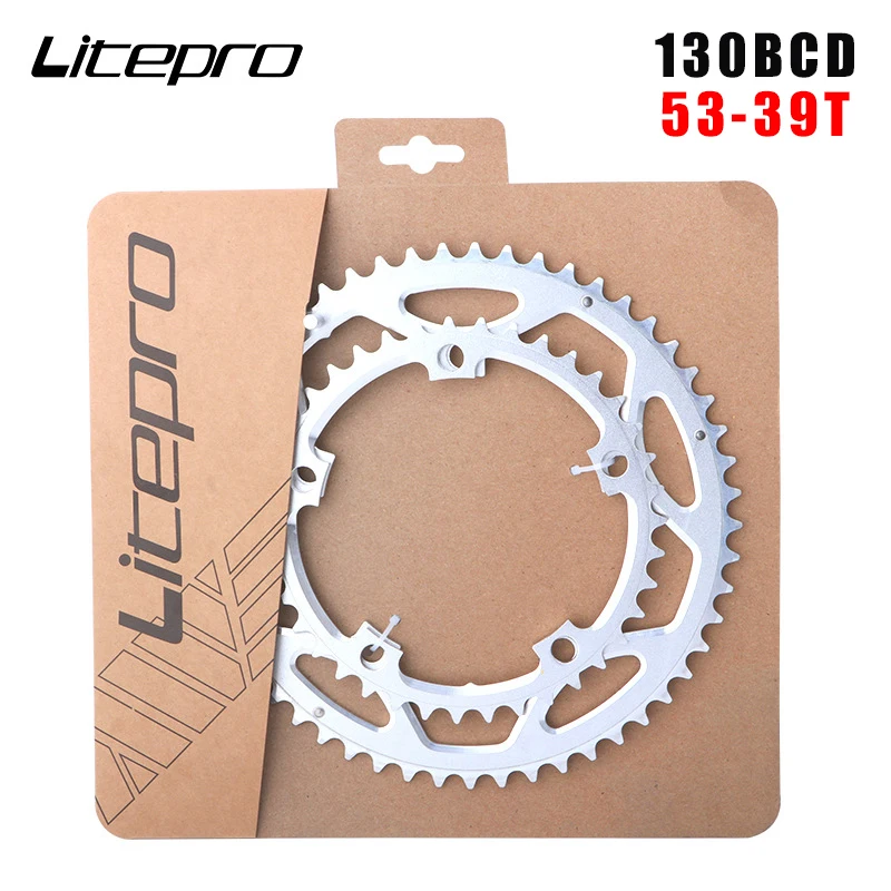 Litepro 130BCD Road Bike Double Disc 53-39T Folding Bicycle Double Plate Aluminum Alloy CNC 9/10/11Speed with 5-Bolts