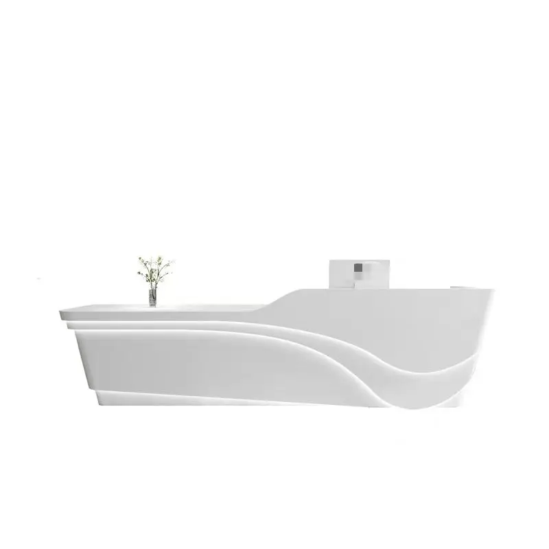 

Funroad Best Sell Slate Spa Gym Barber Salon Small Office Reception Front Counter Clinic Marble Office Half-Round Reception Desk