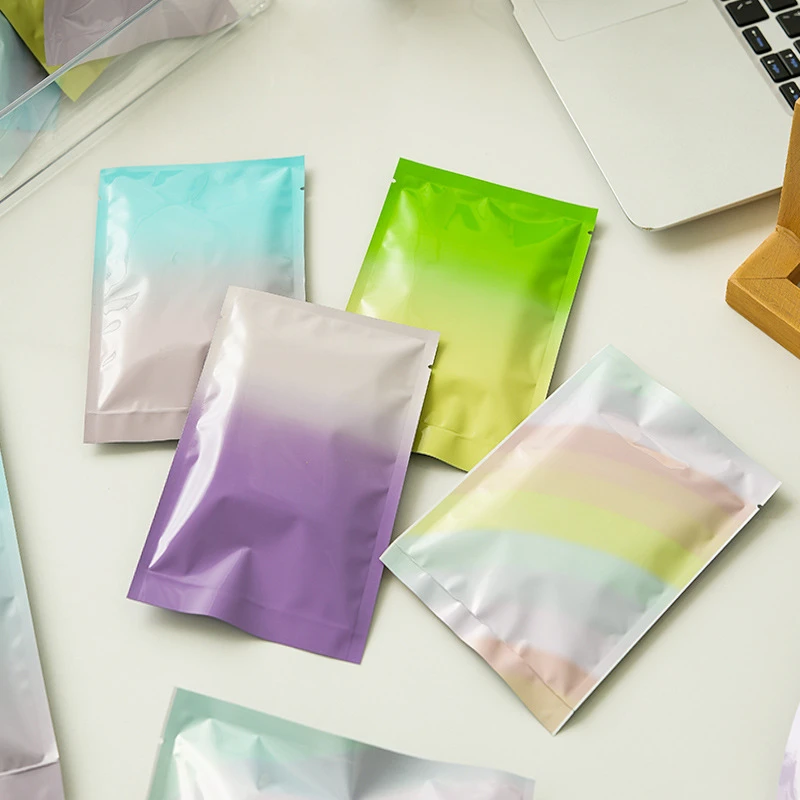 TETP Gradient Color Aluminum Foil Flat Heat Sealable Pouches Wedding Party For Cosmetic Jewelry Small Gift Candy Packaging Bags