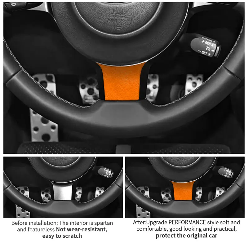 Made of Alcantara For Subaru BRZ (2021-2025) Car Steering Wheel Lower Trim Decorative Stickers Car Interior Tuning Accessories