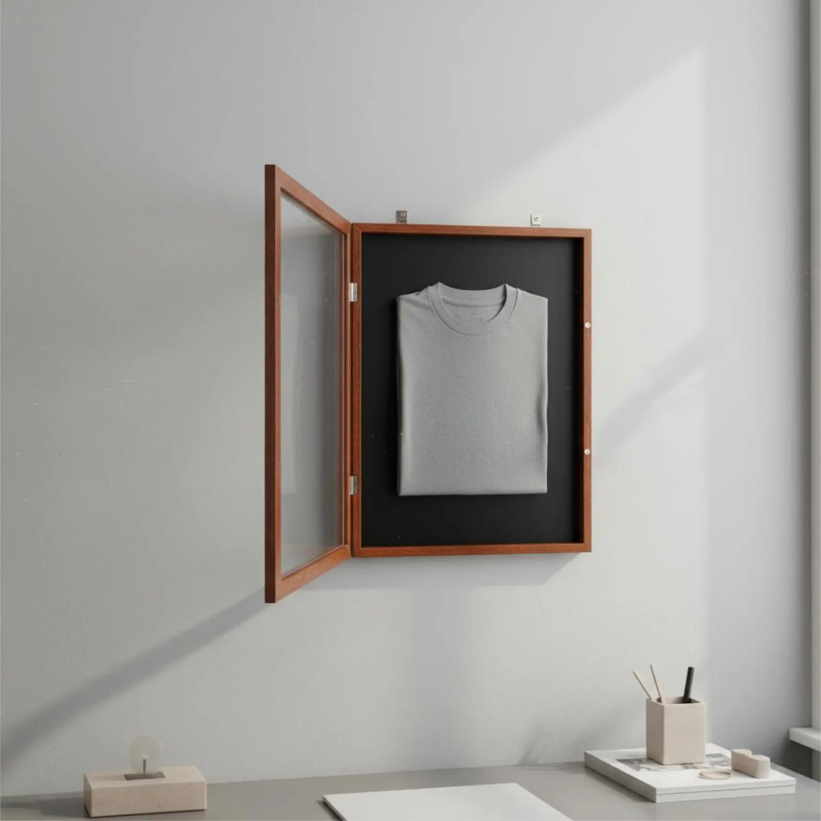 Sports Jersey Display Frame Glass Front Wall Mount Uniform Case for Collector Basketball Soccer Memorabilia Game Room Home Decor