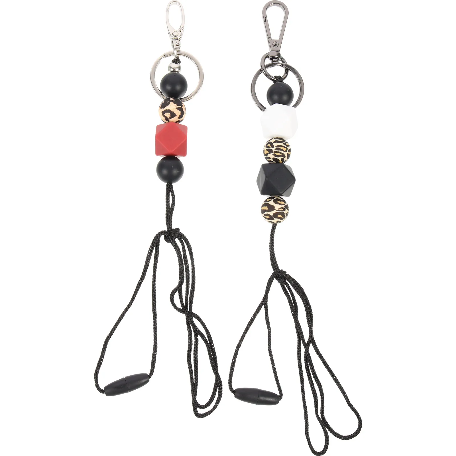 

2Pcs Keychain Lanyard Anti-Loss Design Silicone Beaded Strap for Keys Id Cards Phones Wallets Students Teachers Professionals