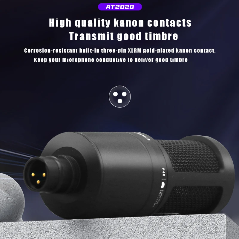 TVOTT-Wired Cardioid Condenser Microphone, Professional Live Recording, Vocal Pro Studio, Karaoke Mic, 100% Original, AT2020