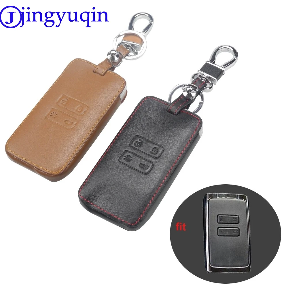 jingyuqin 4 Buttons Leather Car-Styling Key Cover Case Accessories For Renault Kadjar Koleos 2016-2017 Remote Case Cover Wallet