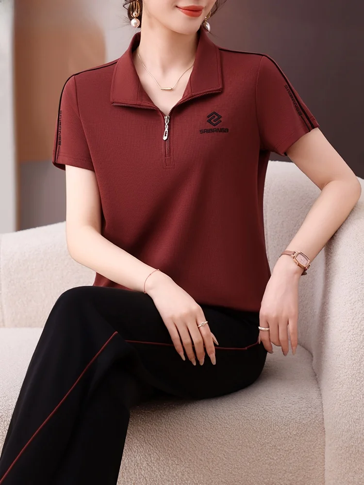 

Mom's Summer Sportswear Set Casual ort Sve irt Women's Faion Loose Fit Long Pants Two-Piece Suit for Middle-Age...