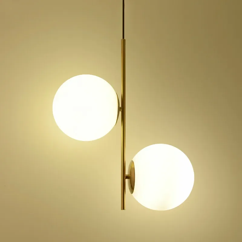 

Minimalism Brass Metal Led Pendant Light 2 Light Globes Hang Lamp For Living Room Indoor Lighting Lampara Fixture Suspend Lamp