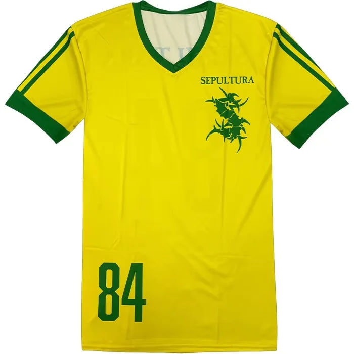 2026 Sepultura Fußballtrikot Kurzarm 84 Fußballtrikot Metal Band T-Shirts Herren Damen Streetwear Casual Tee Mode Kleidung – Detail 4