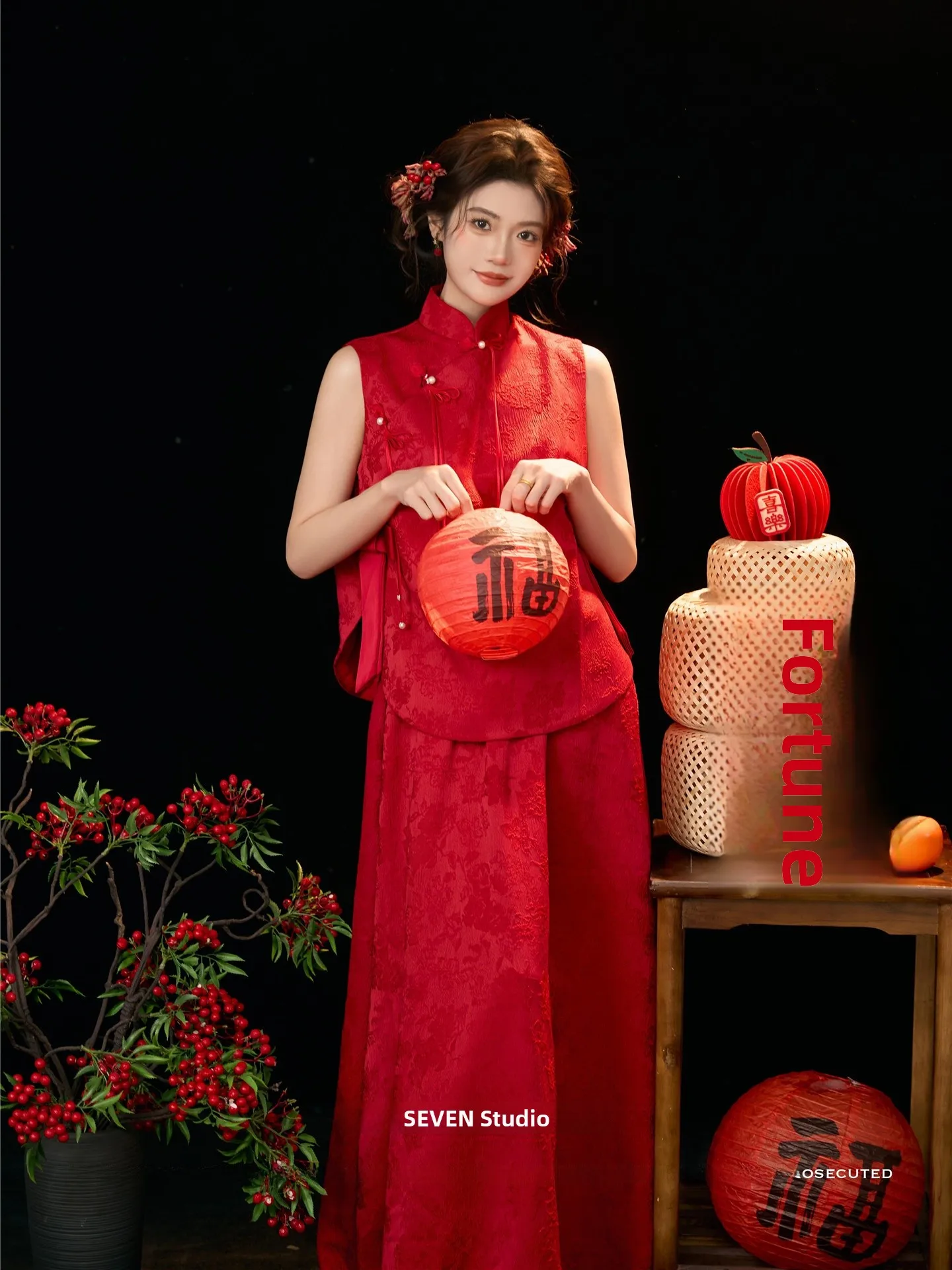 

New Year Photoaphy Red Art Photo Studio Chinese Sle Costume Women's Faionable Traditional Ethnic Clothing Stage Costume