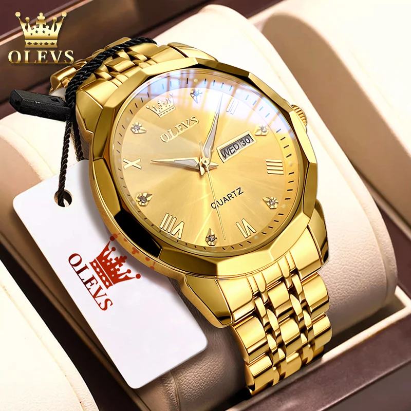 

OLEVS 9931 Лидирующий бренд, мужские часы с календарем, водонепроницаемые светящиеся часы из нержавеющей стали, деловые мужские наручные часы