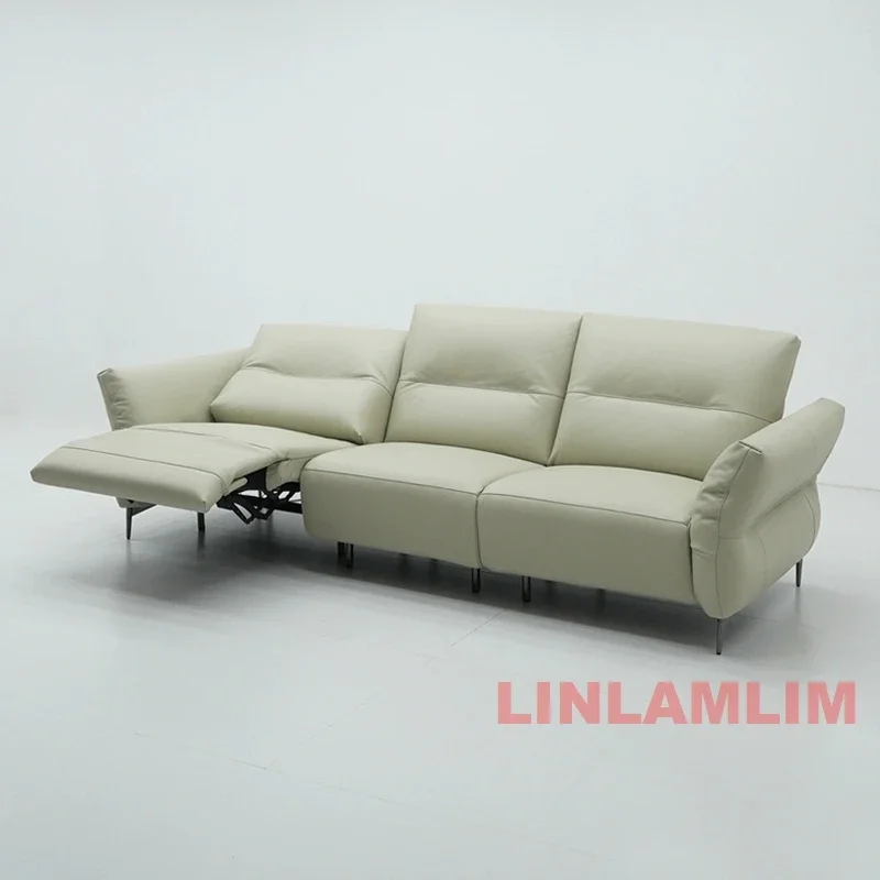 أريكة كرسي كهربائية حديثة، أريكة مقسمة من الجلد الطبيعي قابلة للتعديل مع مسند للقدمين، أثاث مريح لغرفة المعيشة المنزلية #2